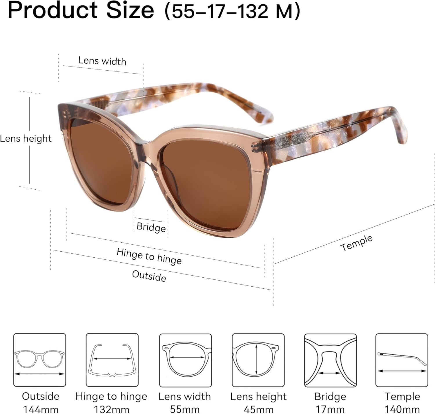 ZENOTTIC Polarized CatEye Sunglasses Women: Oversized Square Sunglasses for Woman - Cute Cat Eye Shades UV400 Protection - Image 2