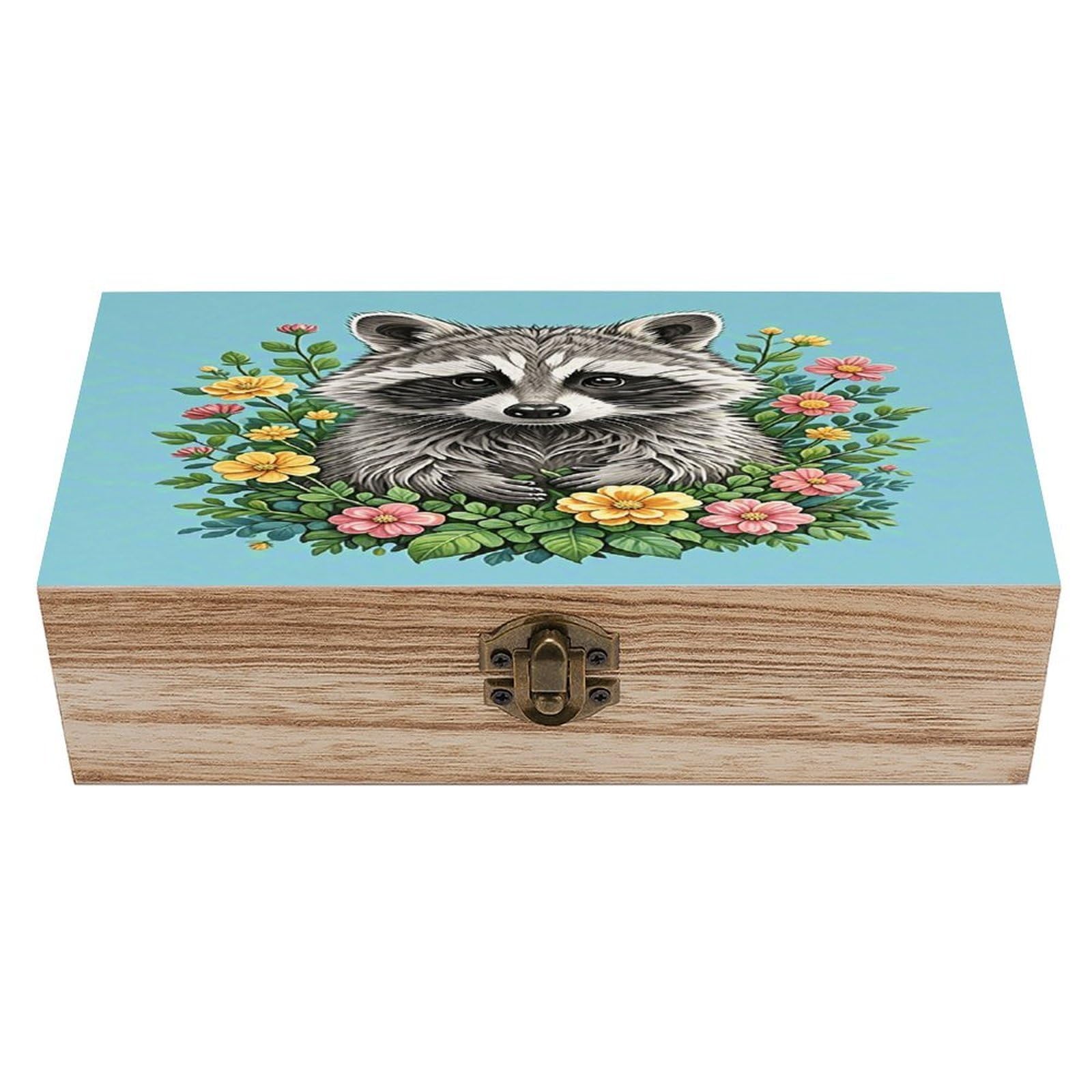 VstaDank Raccoon Wooden Storage Box Decorative Jewelry Case with Lids Exquisite Wood Box Letters Gifts Acacia Wood Boxes Fashion Wooden Keepsake Boxes for Men Women