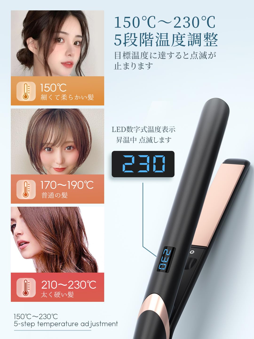 Amazon | 【千万級マイナスイオン搭載】ヘアアイロン ストレート