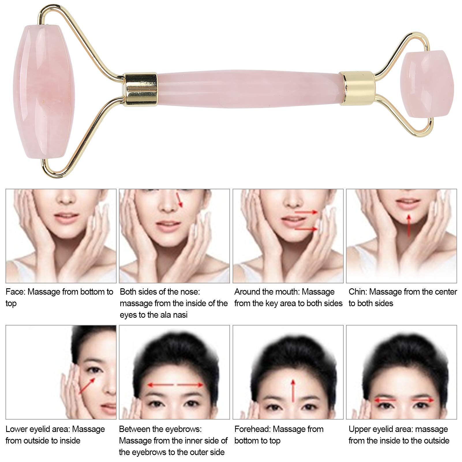 Rullo di giada, kit viso e giada Gua Sha Set di tavolette raschianti per massaggio viso al quarzo rosa per donne e ragazze anti-età, migliorare le occhiaie