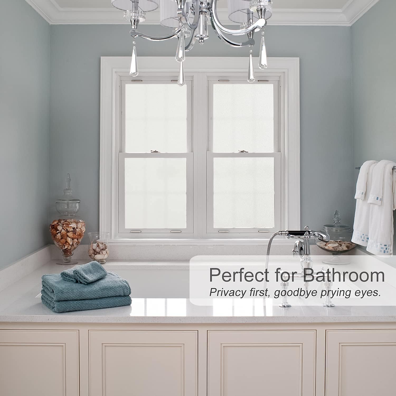 WALLMATE Vinyl Frosted Window Self Adhesive Privacy Glass Film for Office Glass Door Bathroom for Privacy (2 Feet by 3 Feet, Frosted) — Amazon image 2