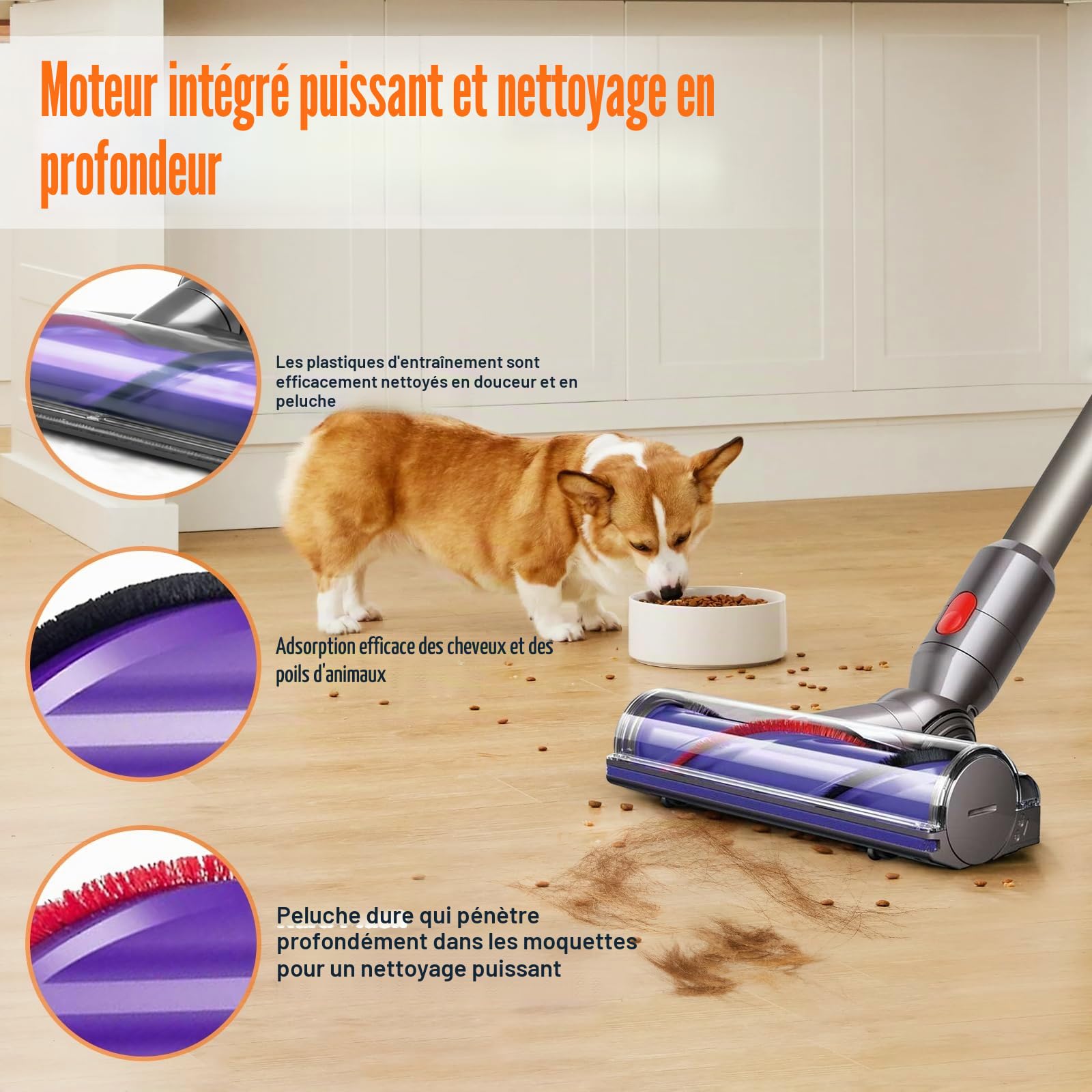 Tête de Brosse pour Dyson V7 V8 V10 V11 V15 SV10 SV11 SV12 SV14 Cyclone, Brosse de Nettoyage de Tête de Moteur, pour Tapis et Sols Durs Pièce de Rechange 967483-04