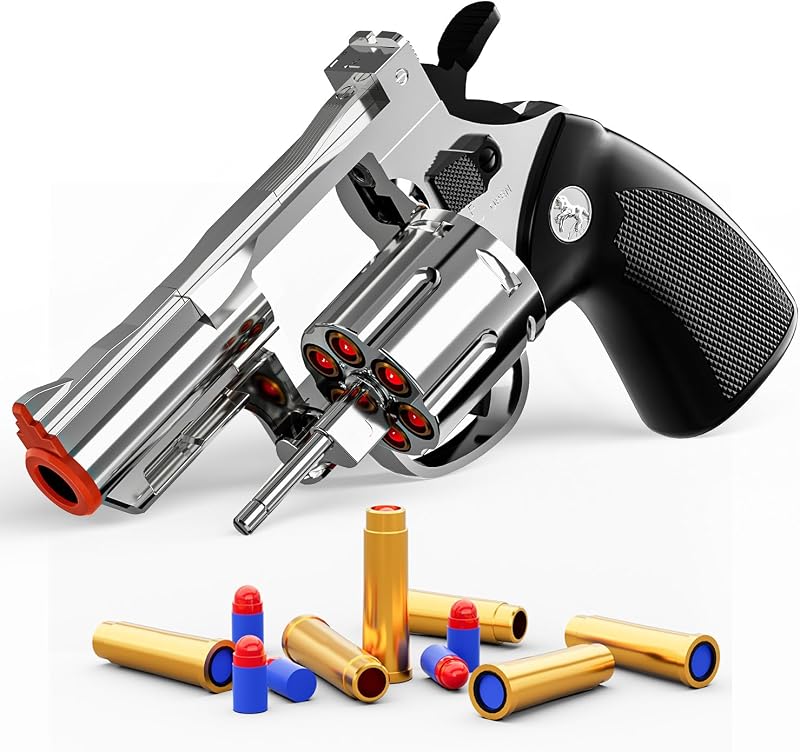 Toy Gun Foam Blaster Soft Bullet Toy Revolver,Can fire Sponge Bullets,with 40 Bullets,for Age of 6 7 8 9 10+ Years Old Kid Boys Girls（Silver）
