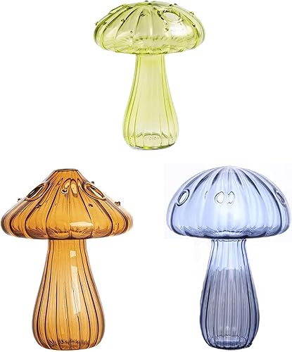 3 piezas de terrario de cristal con forma de hongo jarrones hidropónicos nórdicos lindos macetas contenedores para plantas cumpleaños, Navidad, Año