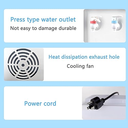 Miniatura 3 de Timoau Top-Loading Dispensador de enfriador de agua, enfriador de agua fría y caliente de 5 galones con cerradura de seguridad y gabinete de