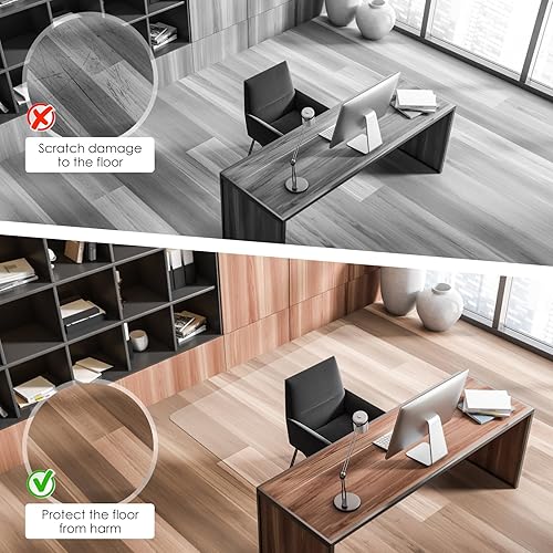 Miniatura 4 de Tapete transparente de PVC para silla de oficina, tapete para silla de escritorio más fuerte y duradero para suelos de madera dura, protector de