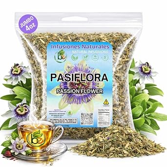 Pasiflora Herbal Tea 4 oz 113 g Passionflower Loose Leaf Blend Traditional Herbal Infusion 100% Natural, Wildcrafted, Caffeine-Free, Vegan, Non-GMO by BexpertsUSA