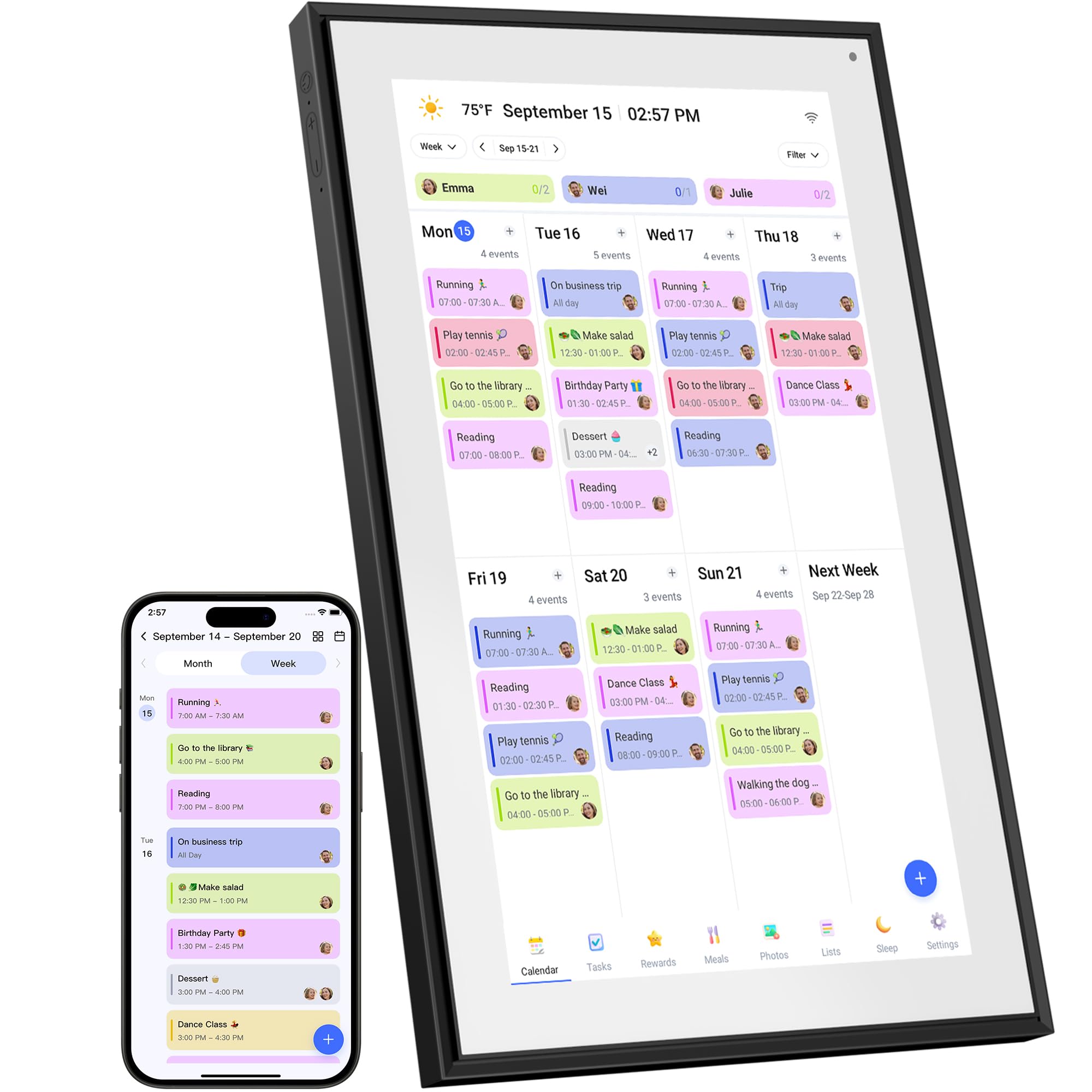 15 6 Inch Digital Calendar Chore Chart 1920 1080P Full HD Touchscreen Interactive Display Smart Family Planner Wall