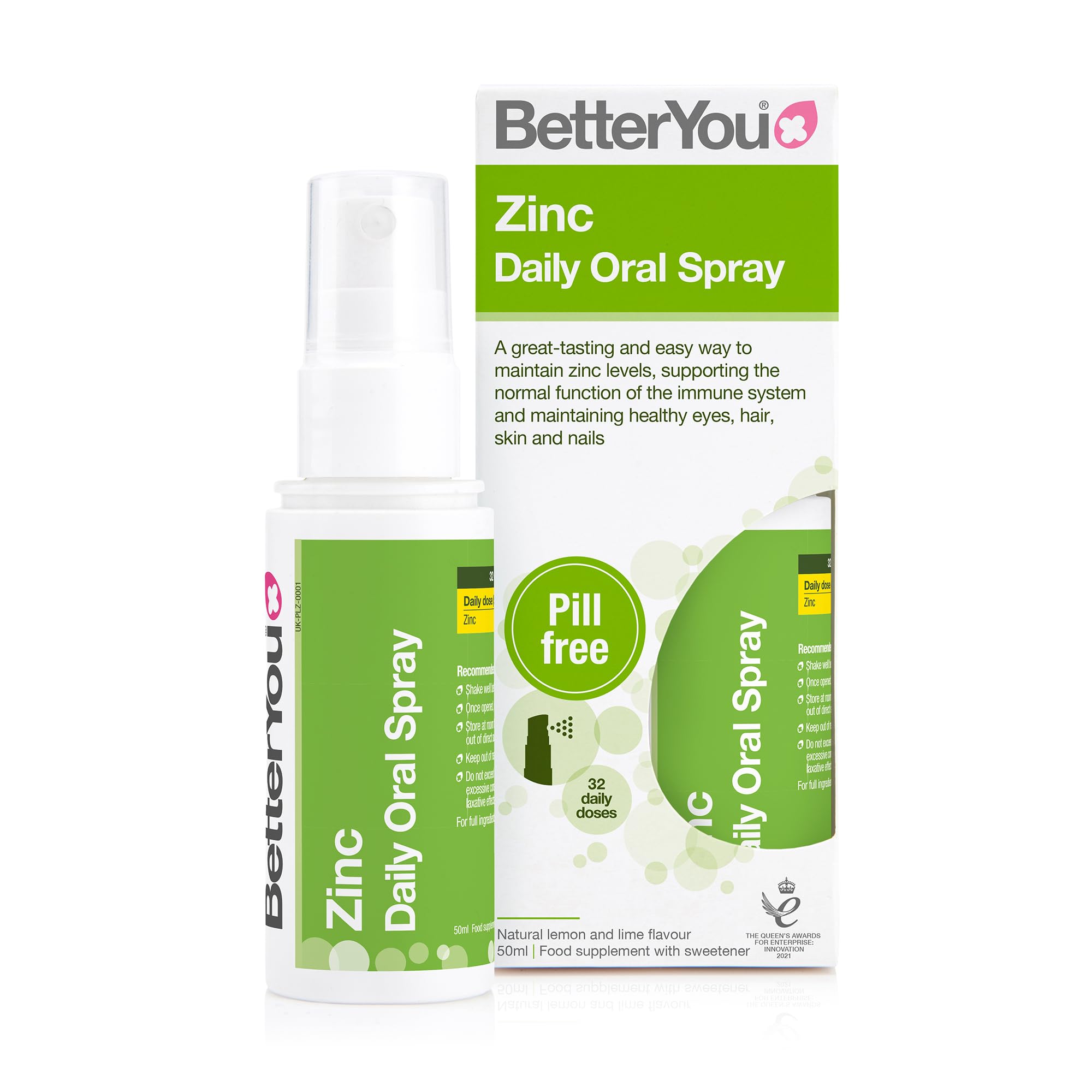 Betteryou Better You Zinc Immune Support Oral Spray 10Mg Lemon & Lime Flavour - 50Ml