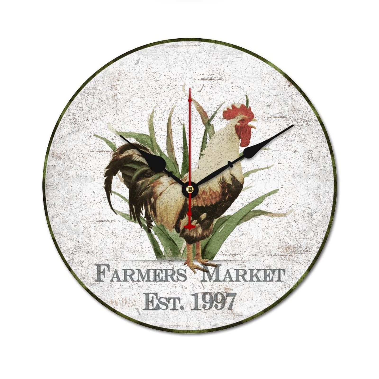 Horloge murale ronde en bois Farmers Market 38cm pour cuisine