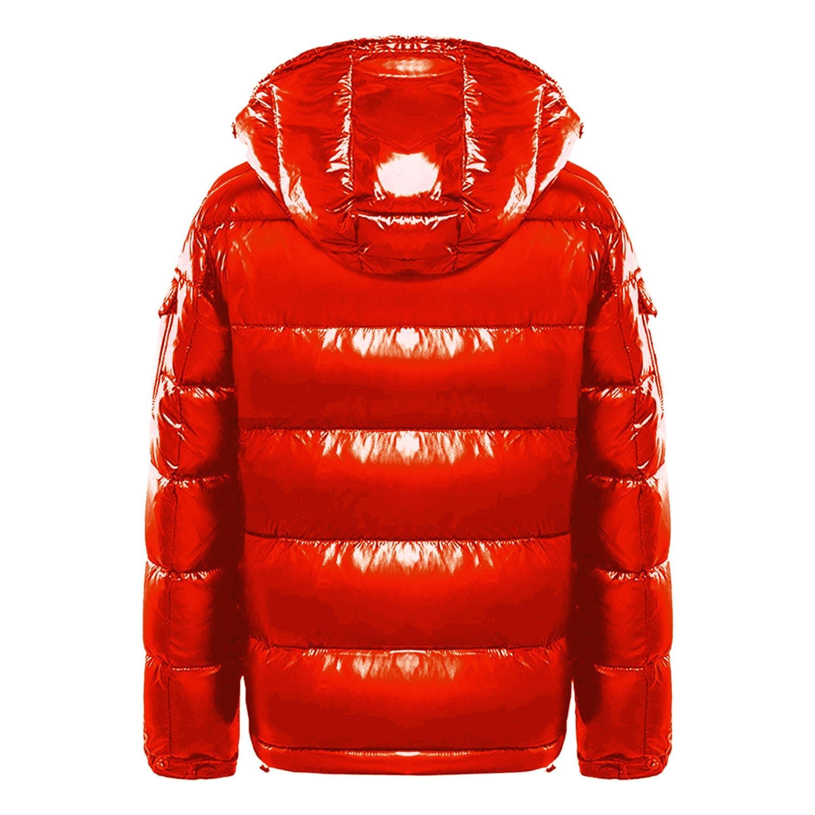 Piumino Uomo Donna Piumino Lucido Trapuntato Caldo Parka Cappotto con Cappuccio Inverno Neve Piumini Spessi Metallo Inverno Manica Lunga Nero Piumini