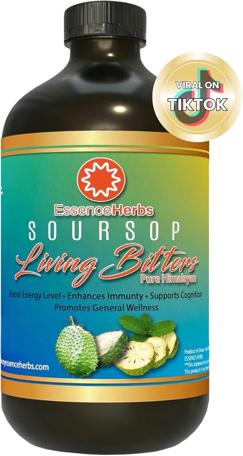 Soursop Bitters Liquid for Immune Support & Gut Health with Soursop Leaves, Moringa, Black Seed, Neem Tree & More 16oz (Pack of 1)