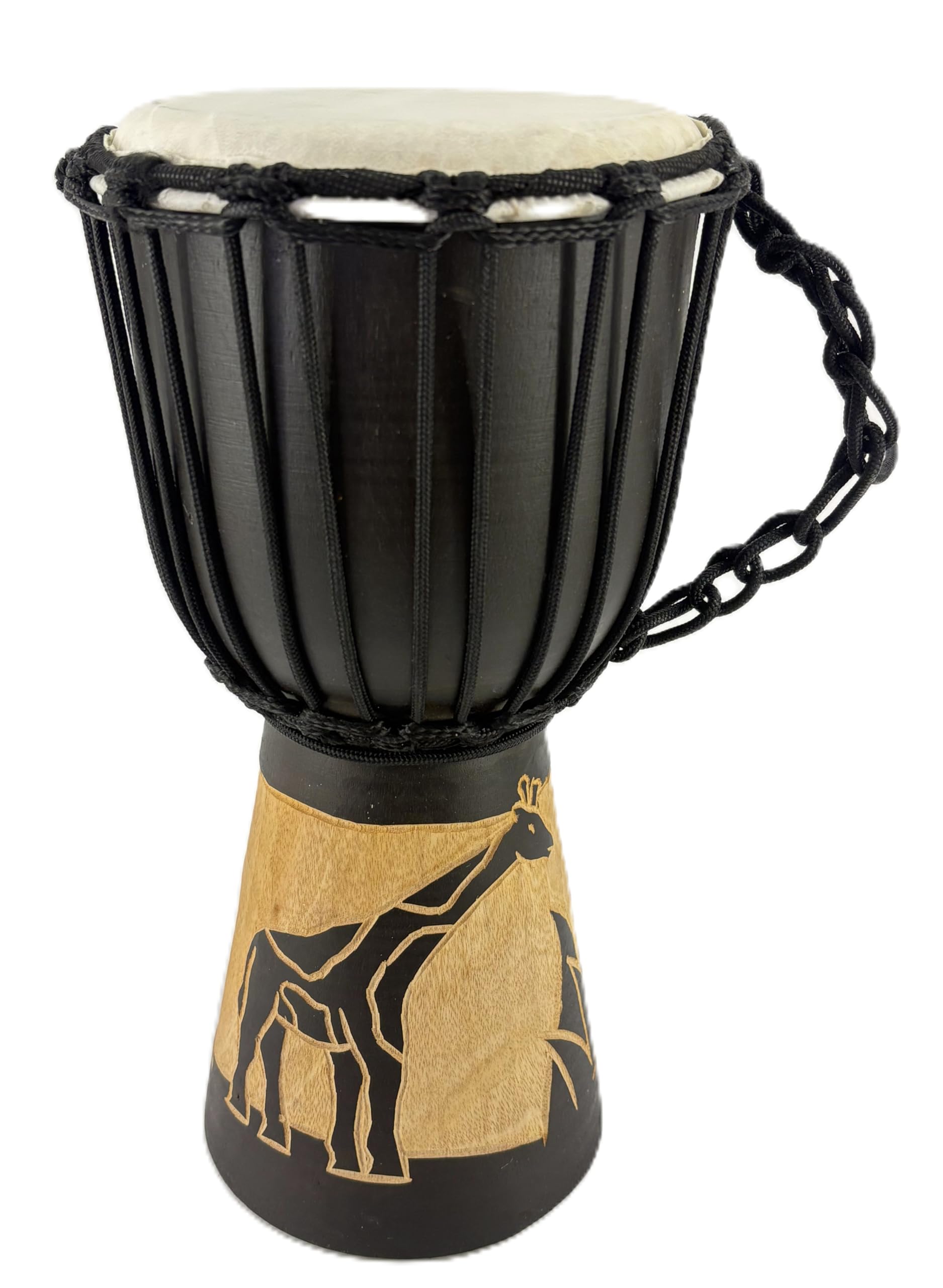 Djembe 30 Cm Per Bambini – Tamburo Africano In Legno Con Pelle Di Capra, Dipinto A Mano – Modello Giraffa M2