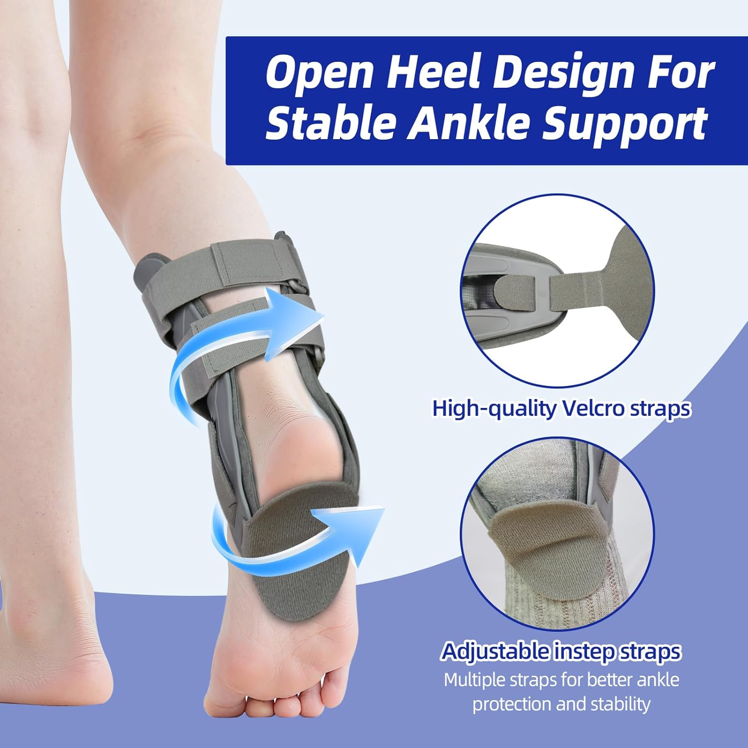 Ankle Brace for Foot Support, Stirrup Ankle Splint with Inflatable Airbag,Adjustable Compression Straps Ankle Stabilizer Brace for Sprains,Instability,Ligament Injuries