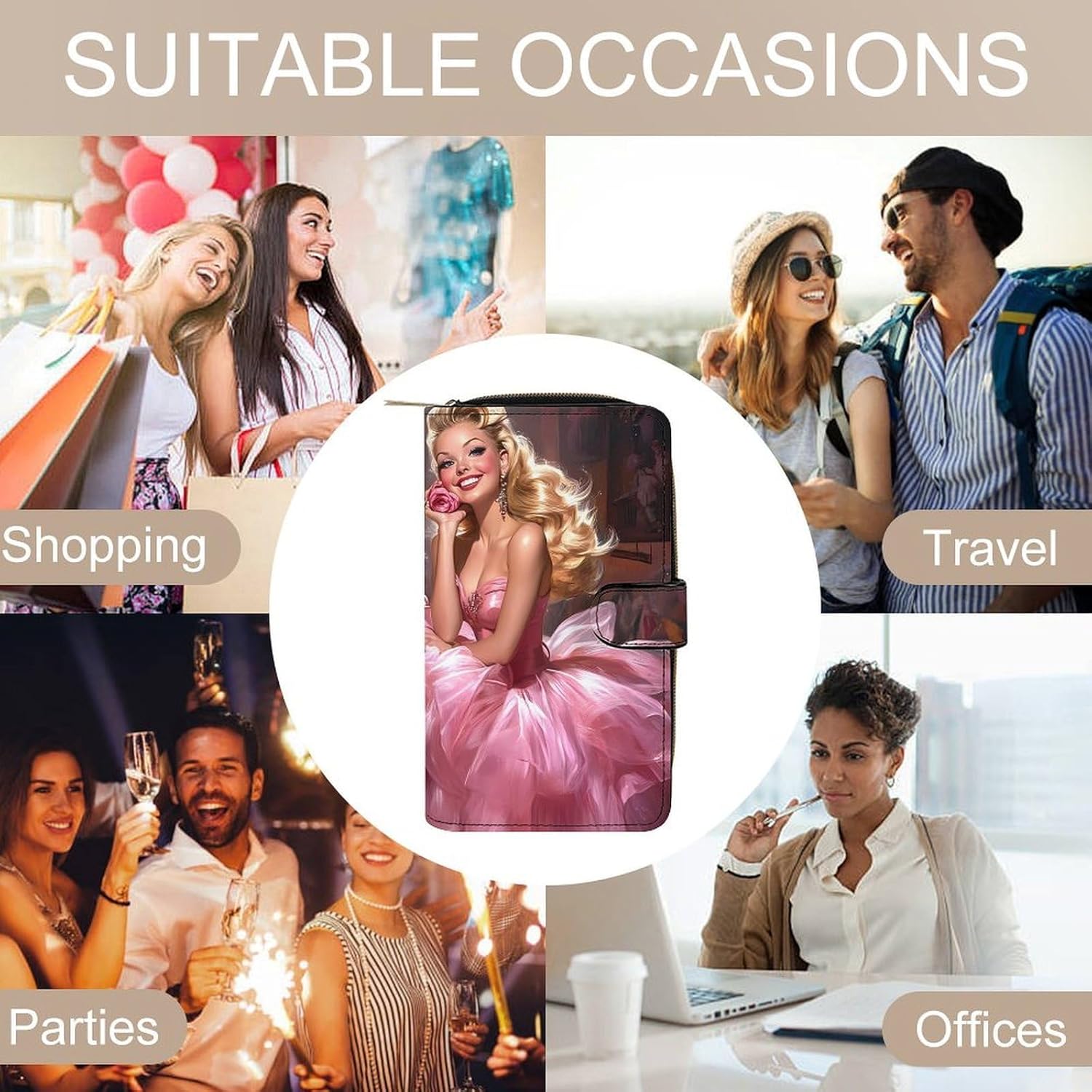 Pin Up Girl Print Women's Long Wallet Leather Large Capacity Wristlet Clutch Purse Wallets