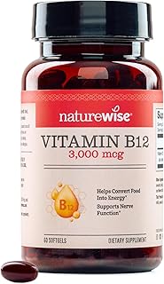 NatureWise Vitamin B12 3000 mcg - Extra Strength - Supplement for Supporting Energy Levels, Mental Clarity, Nervous System Health - Easy-to-Swallow, Soy and Gluten-Free, Non-GMO - 60 Softgels