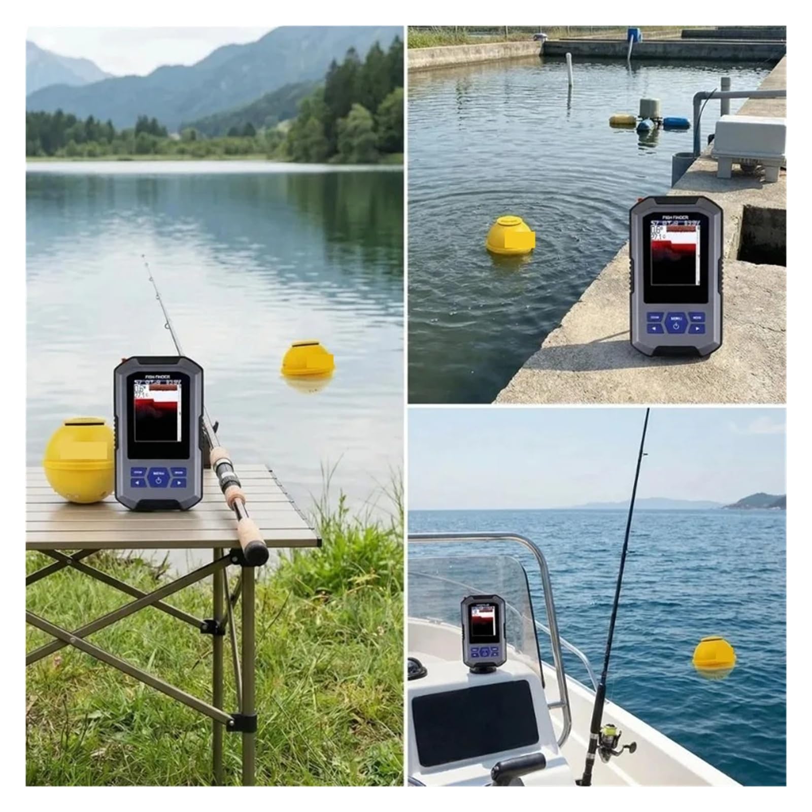 Ecoscandaglio, Trasduttore sonar wireless portatile per ecoscandaglio calcinabile, portata 200 m