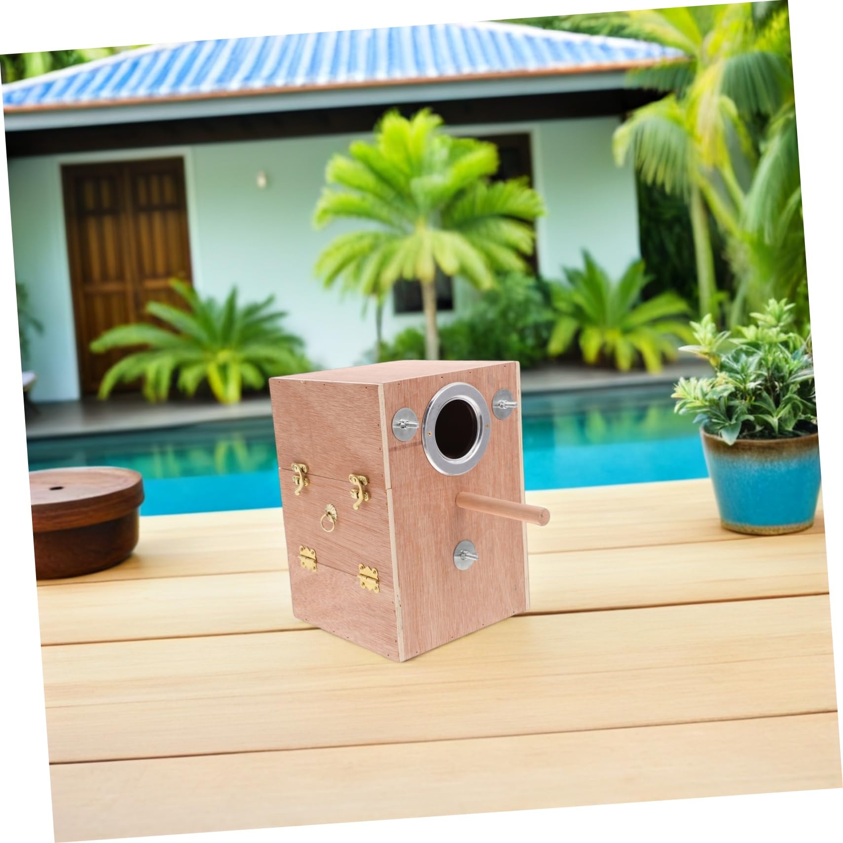 TOYANDONA Caja de Cría para Periquitos y Agapornis de Madera Natural Colgante Diseño Ahorrador de Fácil Instalación y Limpieza para Jardín y Exteriores