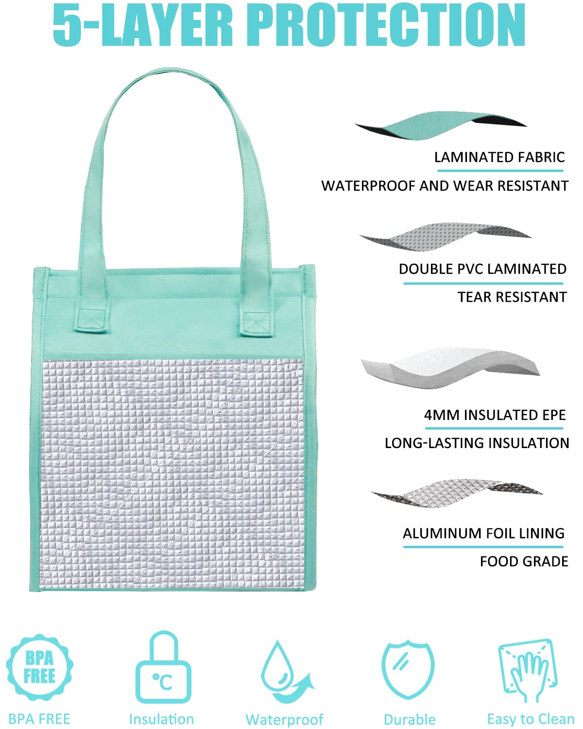 Borsa Termica Porta Pranzo Fmeida - Ideale Per Lavoro, Picnic E Scuola, Mantiene Freddo E Caldo, Compatta E Leggera - Foto 13