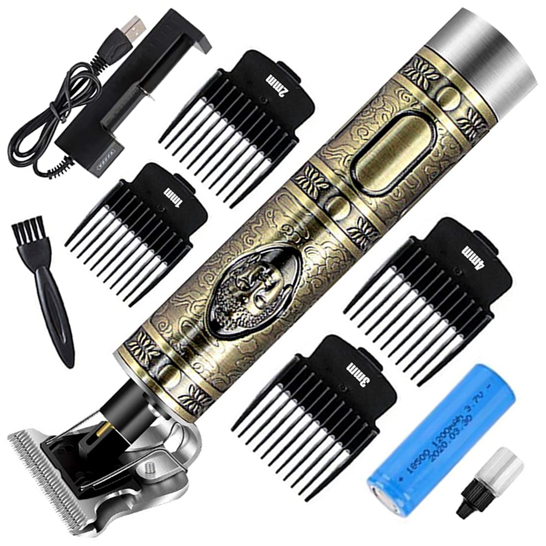 Rechargeable Cordless Waterproof Professional Hair Clipper Beard Mustache Trimmer Powerful Electric Razor for Men Multicolor (1 Year Warranty)T99-image-29