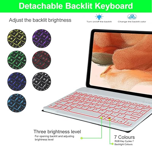 Miniatura 3 de SUYOOULIN Funda de teclado para Samsung Galaxy Tab S9 Plus S9+ de 12.4 pulgadas 2023 (SM-X810X816BX818U) con soporte para bolígrafo S, funda de