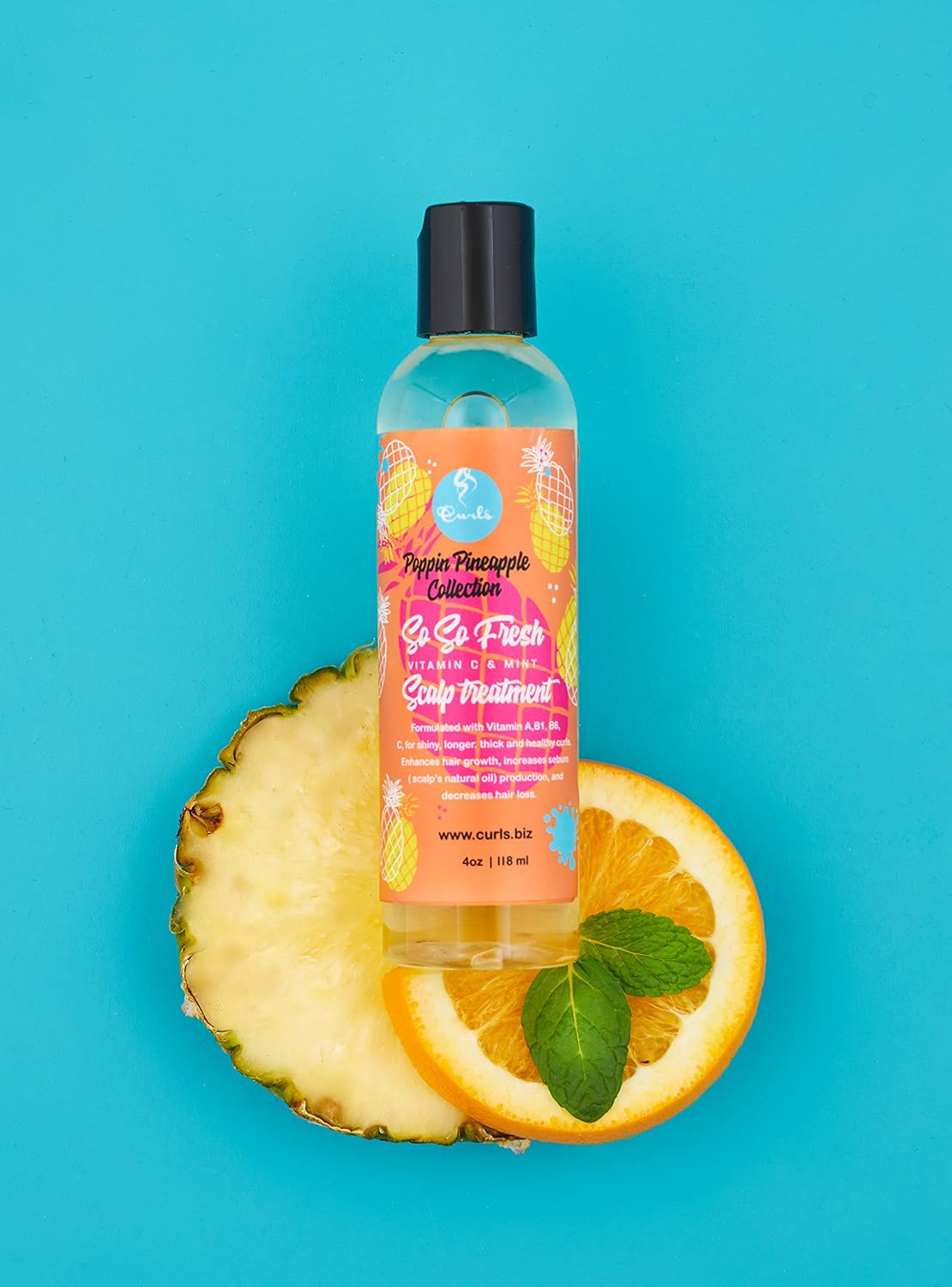 CURLS Poppin Pineapple So So Fresh Vitamin C Scalp Treatment - Shiny, Longer, Thick, and Healthy Hair - Protects and Refreshes - For All Curl Types 4 Ounces - Image 2