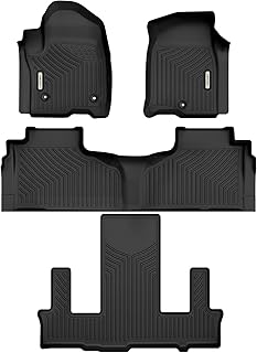 OEDRO Floor Mats 3 Row Liner Set Compatible with 2021-2023 Chevrolet Tahoe/GMC Yukon(Yukon Denali)/Cadillac Escalade (Only Fits with 2nd Row Bucket Seats), Black TPE All-Weather Guard