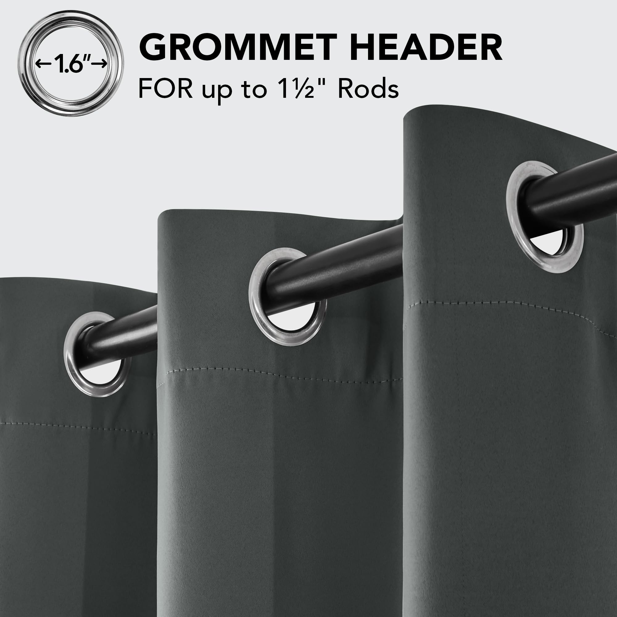 Deconovo Tende Oscuranti per Interni 2 Pezzi 242 CM Altezza, Tende Termiche Isolanti con Occhielli per Soggiorno Moderne, 107x242 CM (Larghezza x Altezza), Grigio Scuro