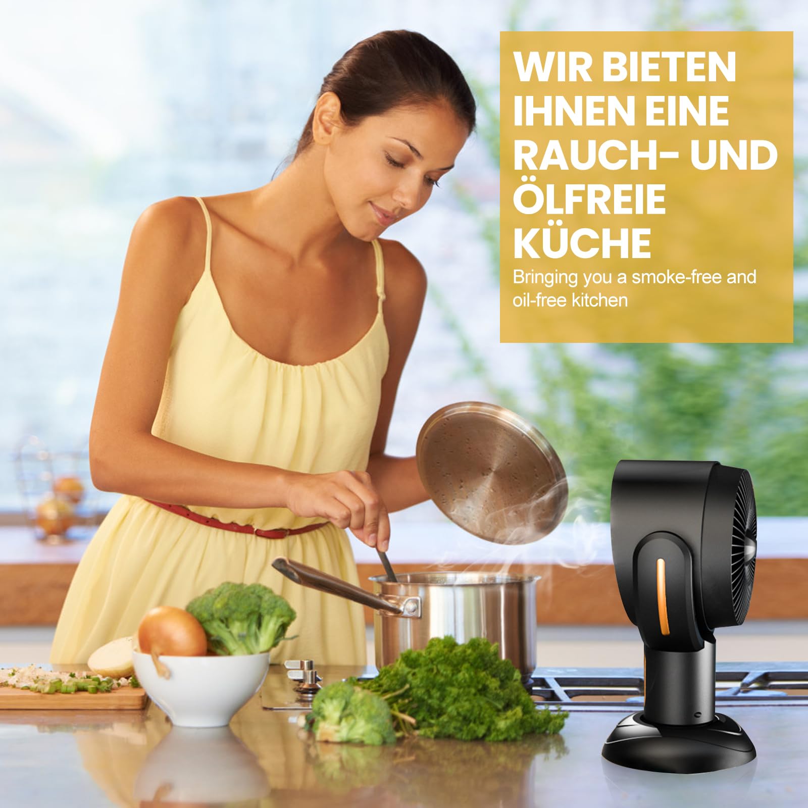 Tragbare Abzugshaube 2-in-1 Mini Dunstabzugshaube mit 2-Gang Abluftventilator, abnehmbarer Aluminiumfilter