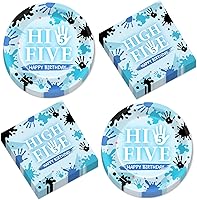 Vista 18 de 50 piezas de platos y servilletas de fiesta de coche de carreras, decoración de cumpleaños de coche de carreras con temática de carreras, platos