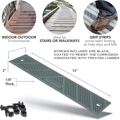 Miniatura 3 de GripStrip Tira de extensión para escaleras, de 12 pulgadas de largo x 2 pulgadas de ancho, sin adhesivo para todo tipo de clima, antideslizantes,
