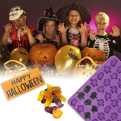 Miniatura 8 de Molde para dulces de Halloween, moldes de silicona con 70 mini cavidades fantasmas, moldes de truco o trato para Halloween, molde fantasma de grado