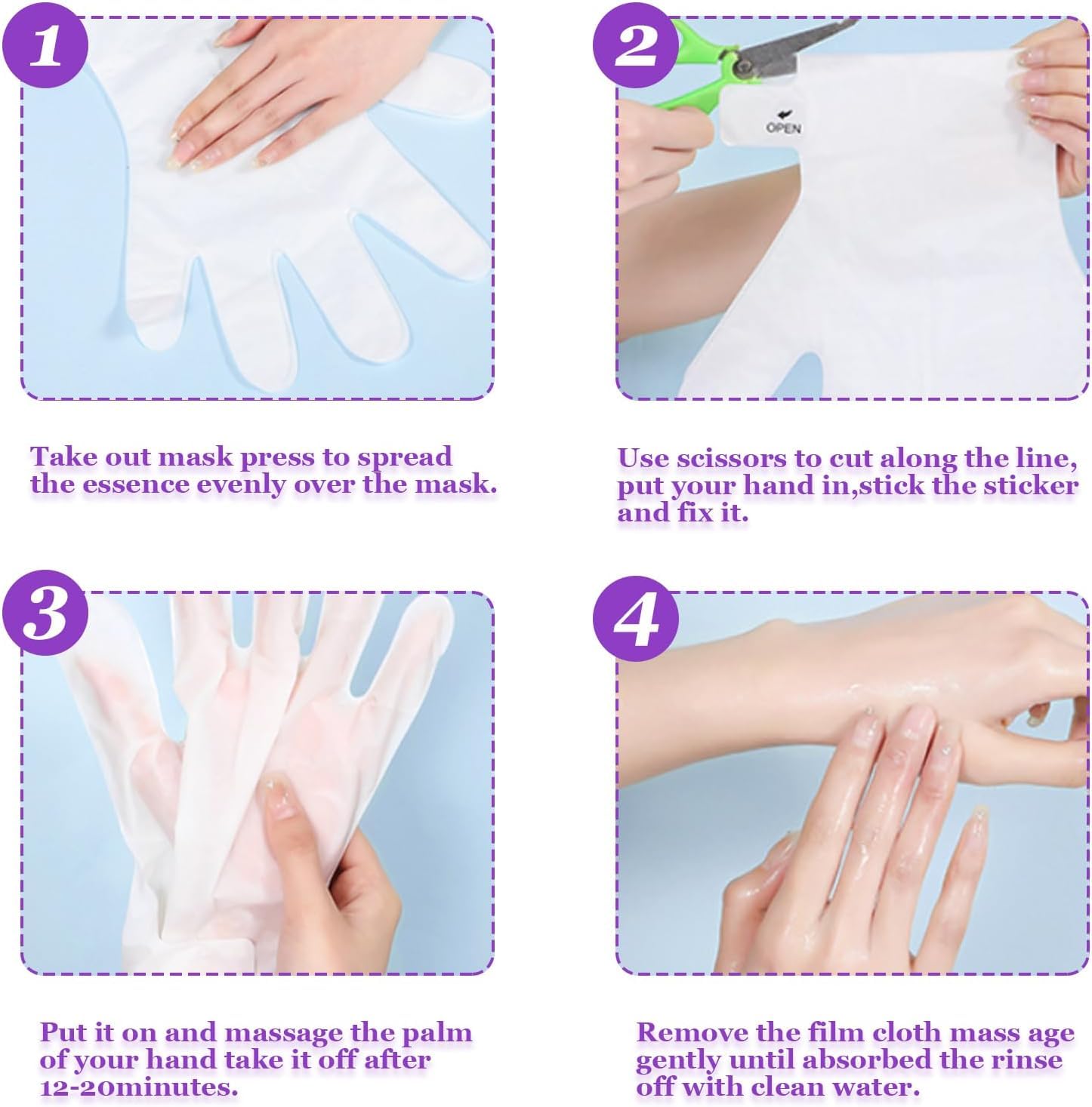 Drofail Moisturizing Hand Masks Hydrating Gloves Socks Masks for Dry Foot Hand Skin Gift for Women Men Refreshing Hand Care (Lavender-Pack 1) 4