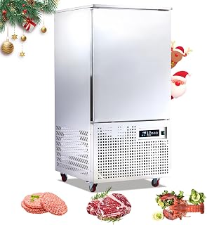 Commercial Blast Chiller 10 Trays, Shock Freezing Blast Chiller & Freezer Heavy Duty, Flash Freezer for Ice Cream, Seafood, Desserts, Meat-Lowest Temperature -40°C