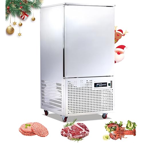 Commercial Blast Chiller 10 Trays, Shock Freezing Blast Chiller & Freezer Heavy Duty, Flash Freezer for Ice Cream, Seafood, Desserts, Meat-Lowest Temperature -40°C
