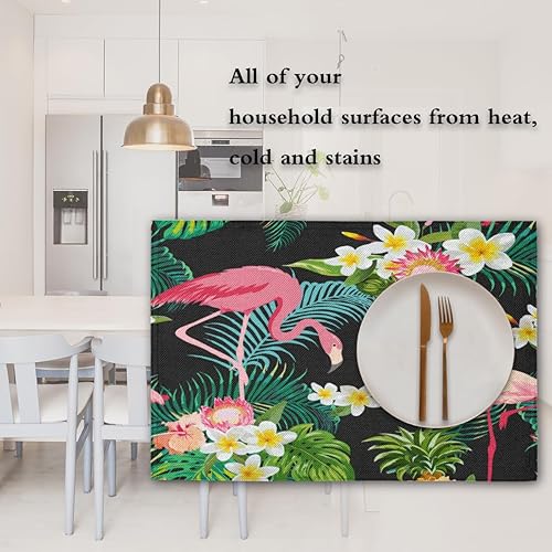 Miniatura 7 de Flamingo Decor Design Placemats Set of 4 Table Mats Washable Placemat Waterproof Place Mats for Party Home Dining Table Decor 18x12 in