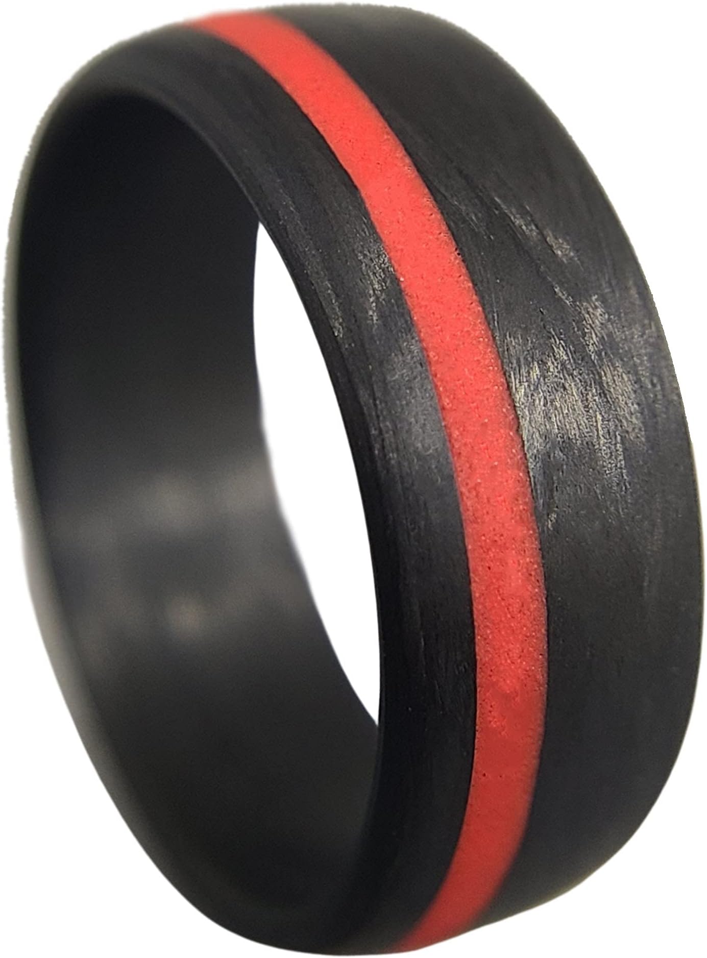 Handmade Ring Band - Men's or Women's Full Carbon Fiber Ring with Red Glow Inlay, Matte or High Gloss Finish, Glow-in-the-Dark, Durable, Waterproof, Sizes 4-16, Custom Band Widths