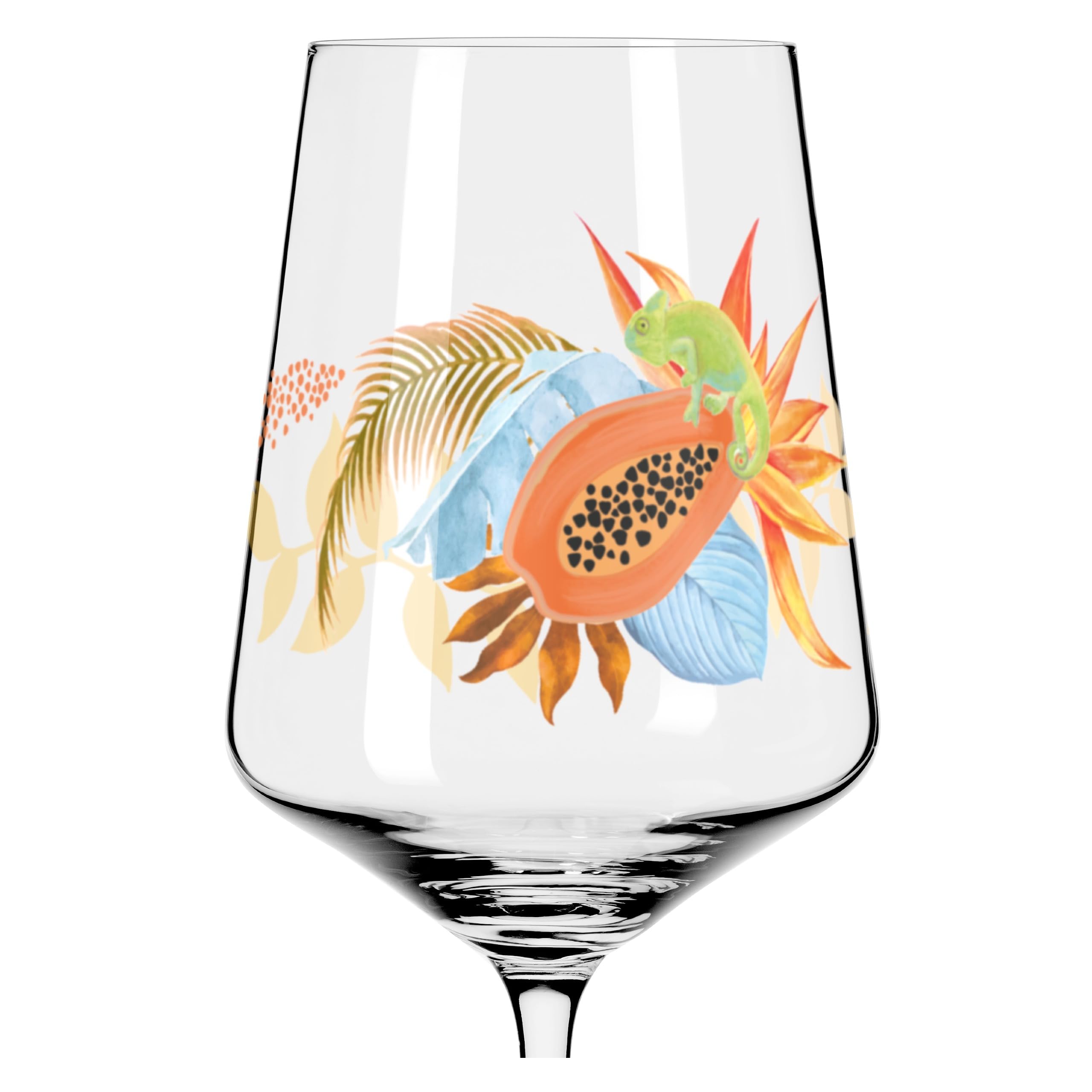 RITZENHOFF 6051004 Szklanki do aperitifu 500 ml - zestaw 4 szt. - seria Sommerrausch - motyw roślin tropikalnych - Made in Germany, pomarańczowy