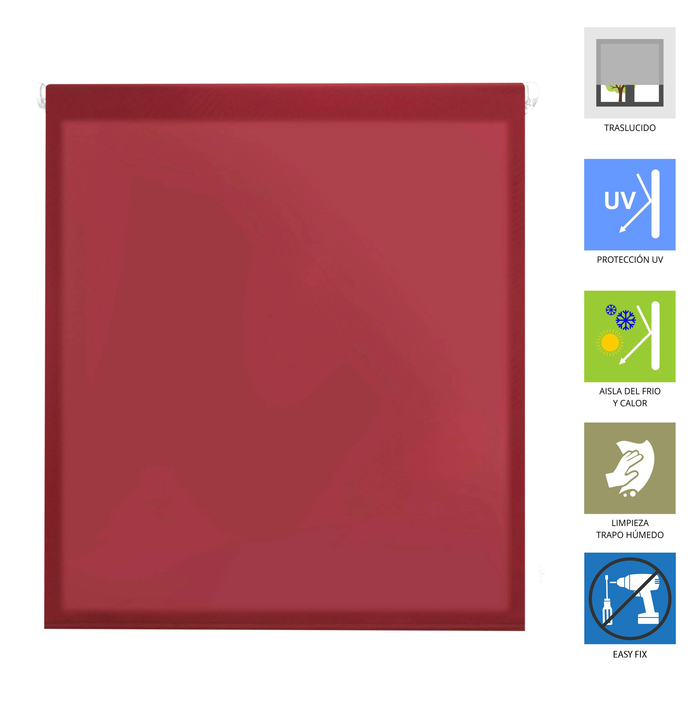 EasyFix Store Enrouleur translucide sans Outils et sans perçage Dimensions Stores 140 x 180 cm (l x L) Store Enrouleur occultant 137 x 175 cm Couleur Bordeaux uni