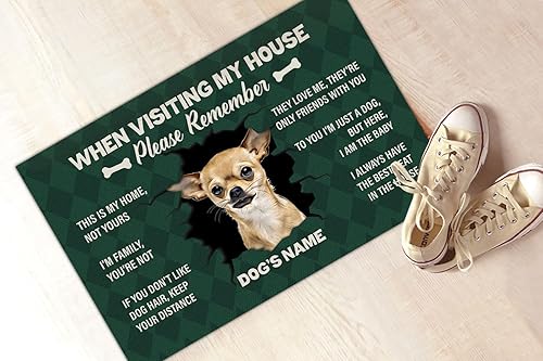 Miniatura 2 de Kobalo When Visiting My House Please Remember - Tapete de bienvenida personalizado para puerta de Chihuahua, tapete para puerta delantera de