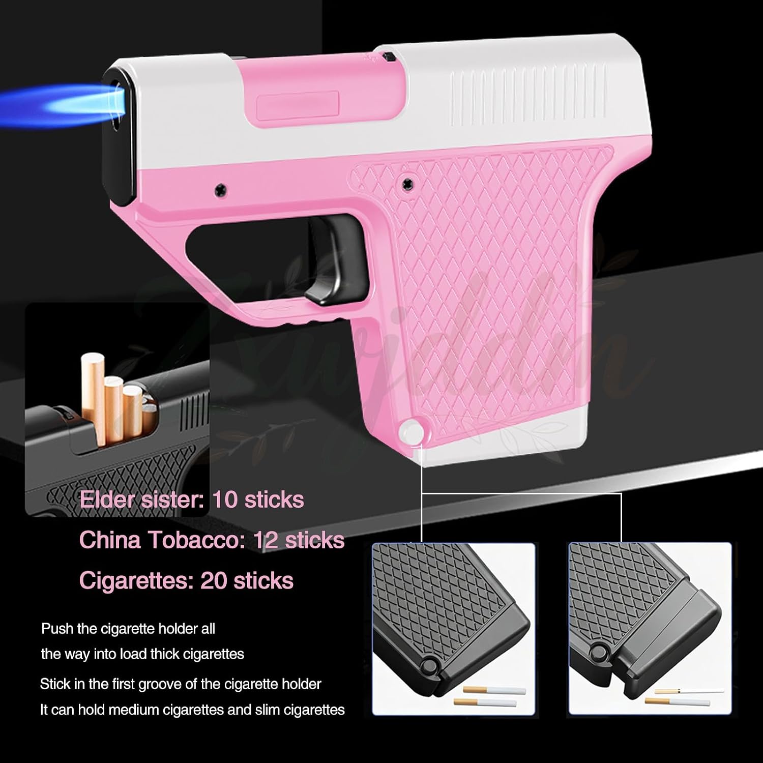 Windproof Direct Flame Lighter (with Cigarette case), Windproof Flame Jet, can Hold 10 Cigarettes, Adjustable Flame Size, Suitable as a Gift for Men