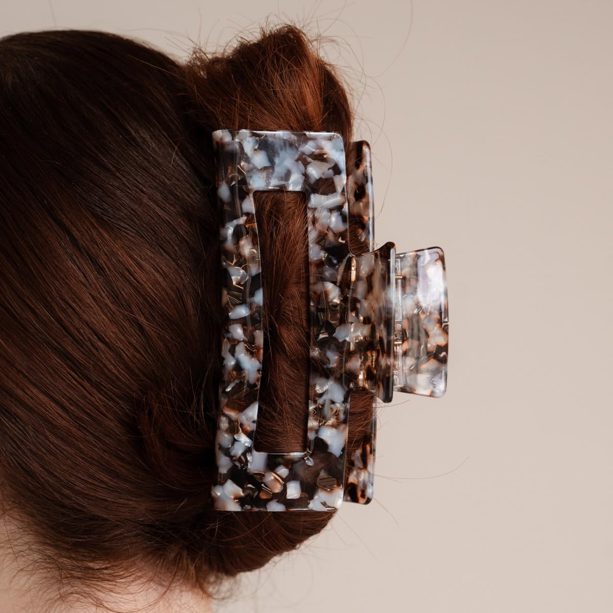 XL Haarklammer (12,5 cm) – innovative Doppelfeder-Technologie, extra starker Halt für dickes & langes Haar – handgefertigt aus Bio-Acetat – komfortabel & kopfschonend (braun)