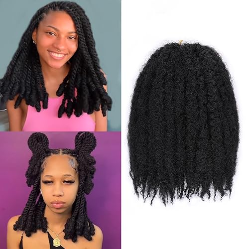 ZRQ Cabello trenzado Marley de 10 pulgadas para rastas sintéticas, cabello sintético rizado Marley Twist, extensiones de cabello afro Twist Marley