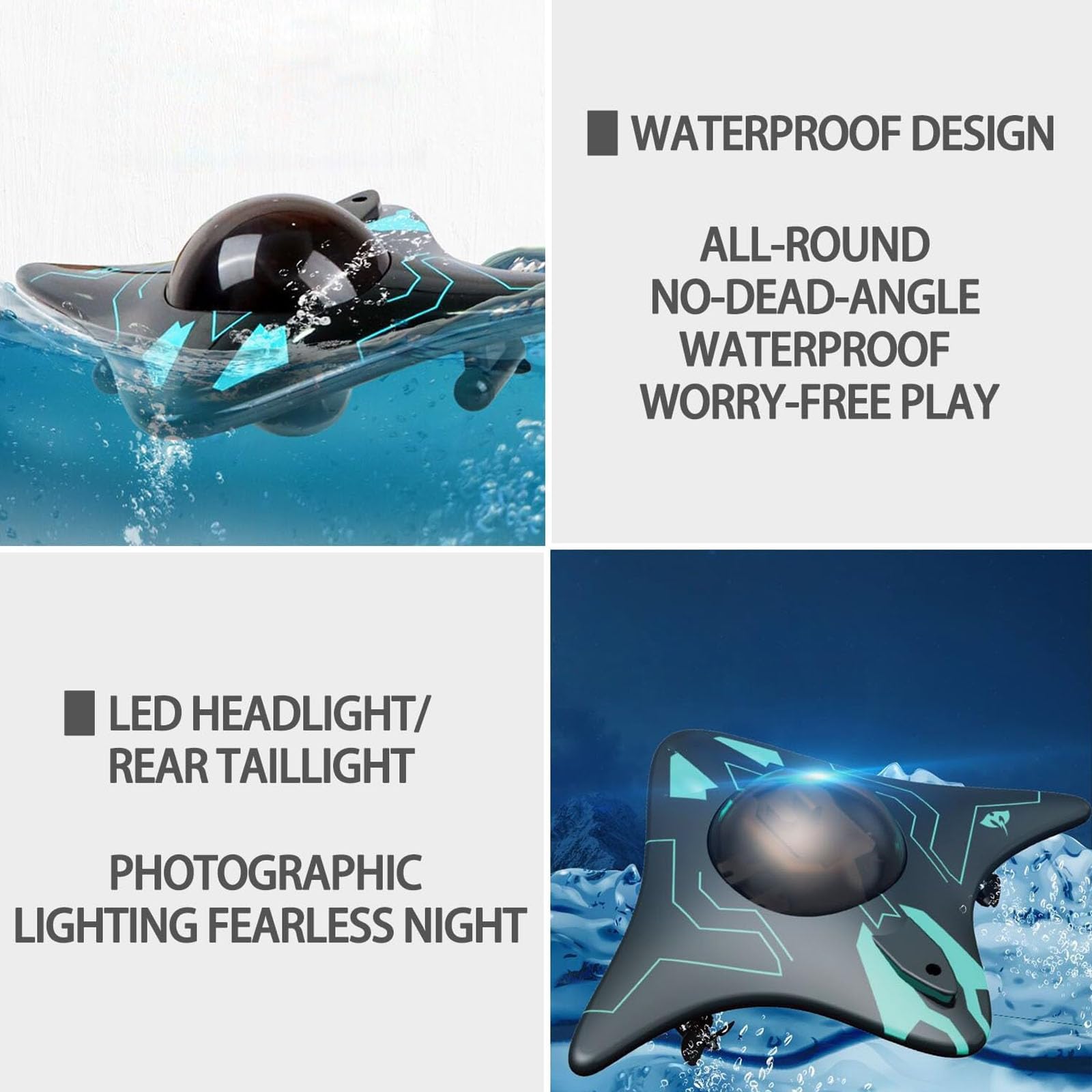 Drone submarino, Conectividad inalámbrica, Control de aplicación inteligente, Transmisión de imagen en tiempo real 1080p HD, Equipado con luz led, para exploración submarina y juguetes para adultos