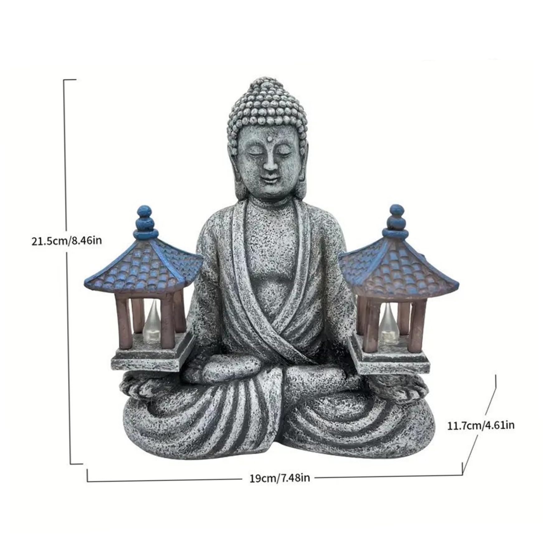 Statua da giardino Statua di Buddha all'aperto Decorazione solare di Buddha con fari a LED Giardino in resina impermeabile per Casa Patio Prato 8 1x4 5x9 1 pollici