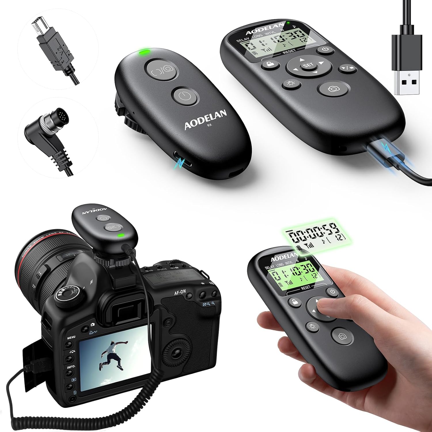 for Nikon Cameras Wireless Rechargeable Timer Shutter Release Remote Control with LCD & Upgraded Interval Timer for Z6 II, Z7 II, Z9, Z6 III, D850, D750, D780, D810, D500, D5600, D7500, P1000