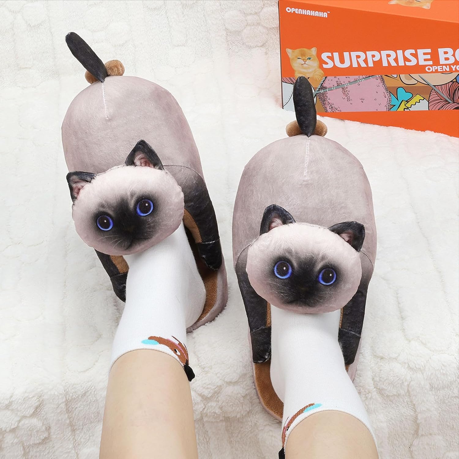 Cat Slippers for Women, Cute Fuzzy Animal Slippers For Indoor and Outdoor, Comfy Non-Slip Memory Foam Sole, Funny Cat Lover Gifts for Women - Image 3