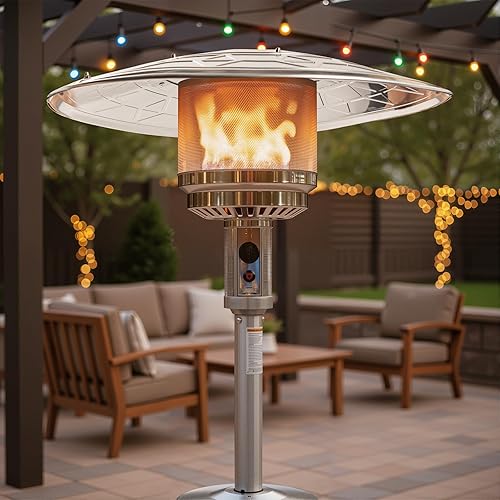 Miniatura 8 de Escudo reflector para calentador de patio, reemplazo superior del calentador de exterior, montaje de 3 agujeros, 30 pulgadas de diámetro redondo