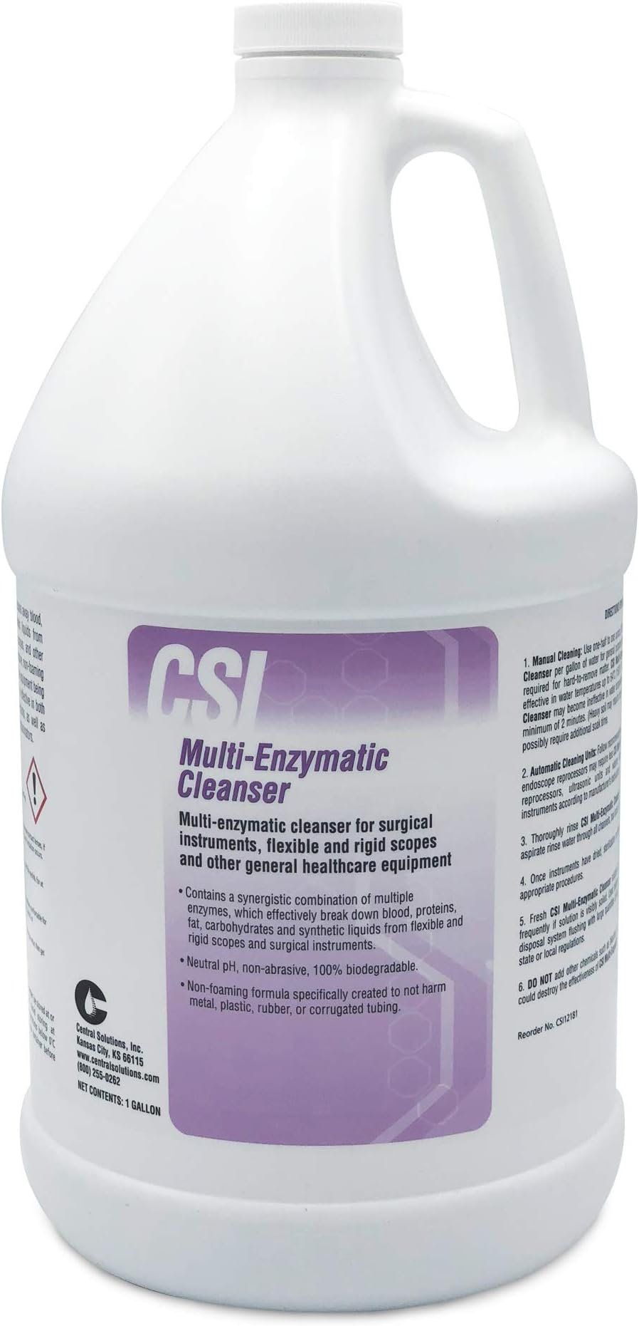 Multi Enzymatic Liquid Medical Instrument Cleaner Concentrate for Veterinary and Surgical Equipment Presoak and Reprocessing, For Use with Ultrasonic Units and Manual Cleaning, 1 Gal