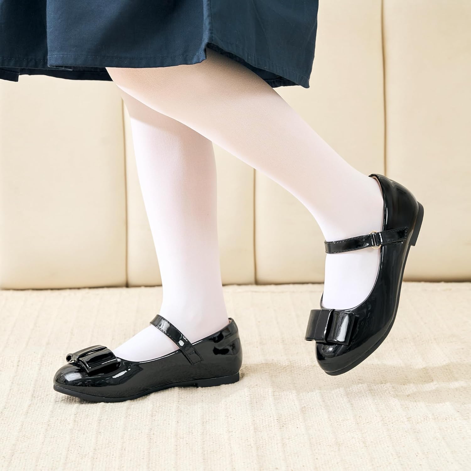 Stelle Girls Dress Shoes Toddler Mary Jane Shoes Flats with Bow for Toddler/Little/Big Kids - Image 3